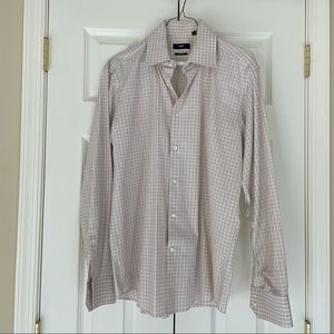 Hugo Boss Beige Plaid Button Down
